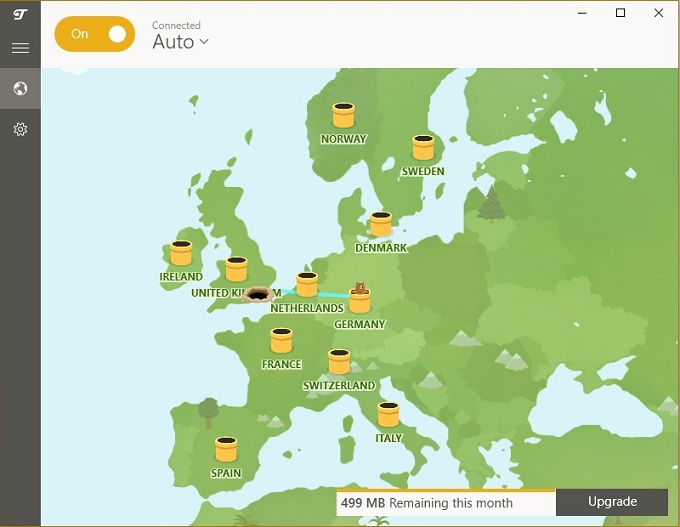 TunnelBear services in Europe
