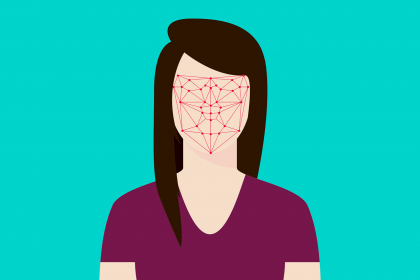 Woman-Facial-Recognition-Blue-Background